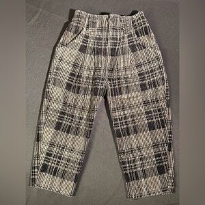 Fattamano Boy’s Plaid Corduroy Pants in Black and Gray.  2T